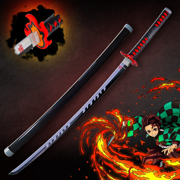 Tanjiro Wooden Katana With Rangoku Guard 104CM